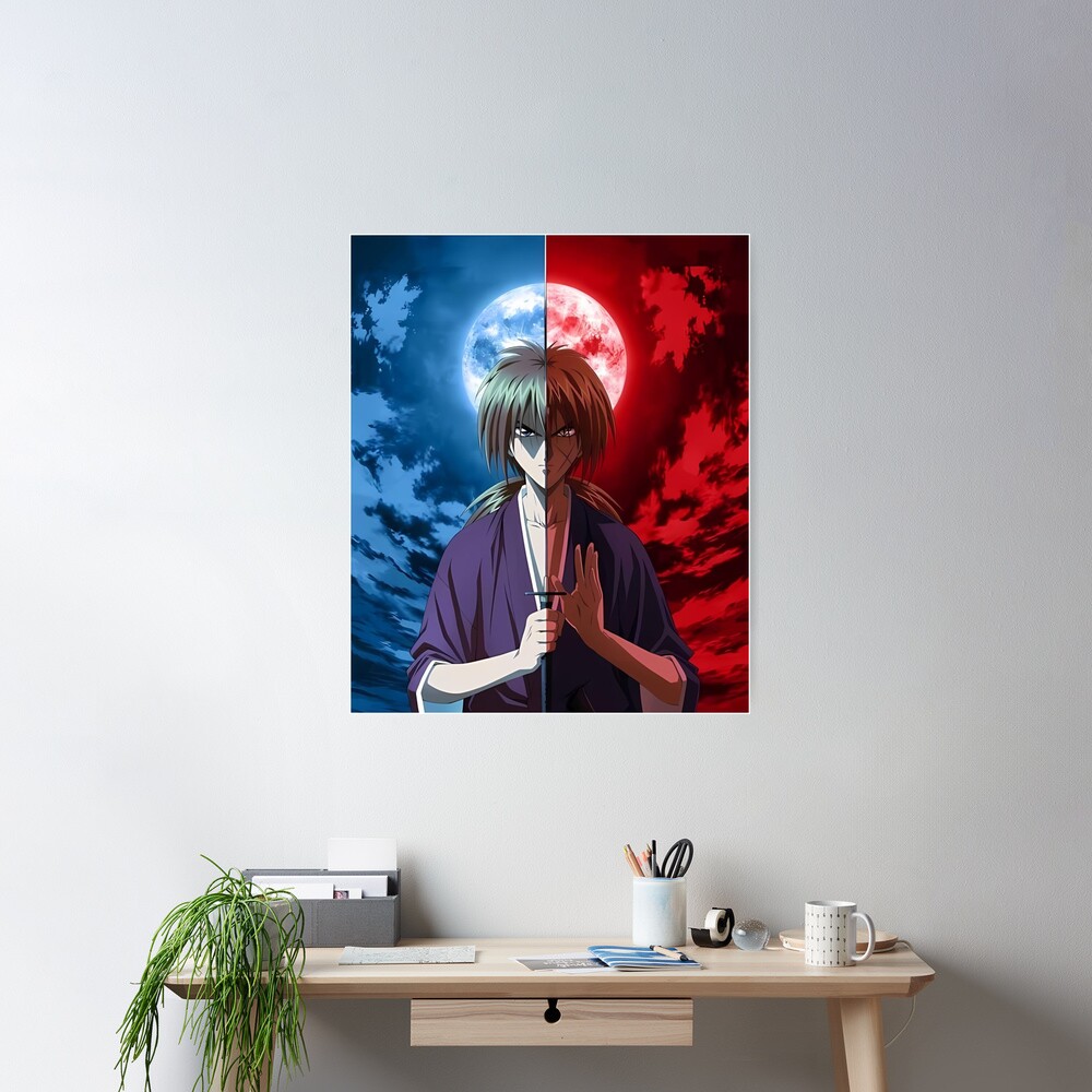 Rurouni Kenshin Himura Kenshin Blue And Red Poster - Image 2