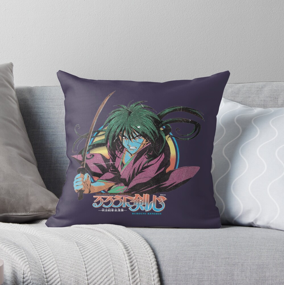 Rurouni Kenshin Colorful Himura Throw Pillow