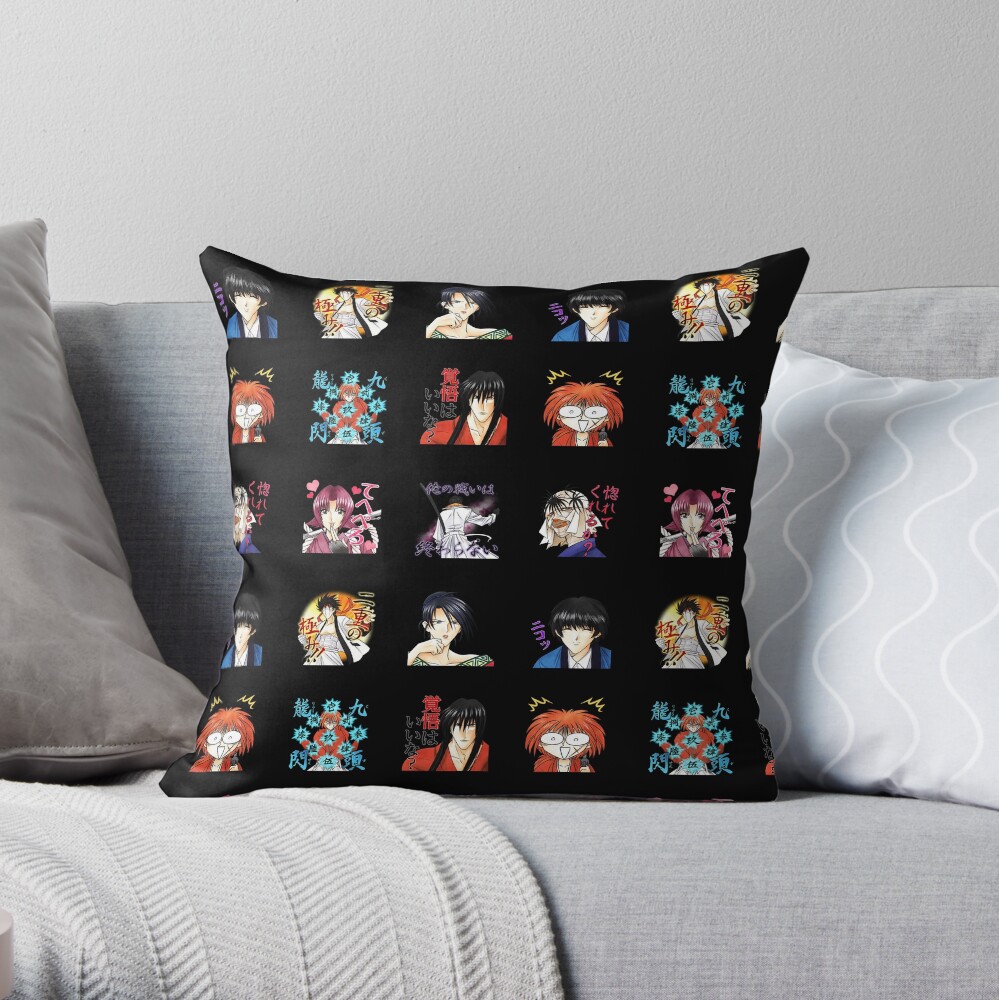 Rurouni Kenshin Pack Characters Stickers Throw Pillow
