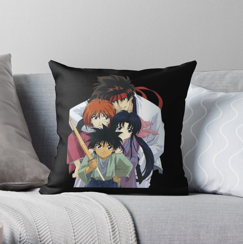 Rurouni Kenshin Characters Design Throw Pillow