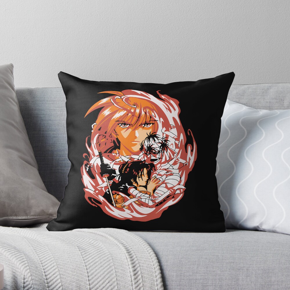 Rurouni Kenshin Himura With Fire Throw Pillow