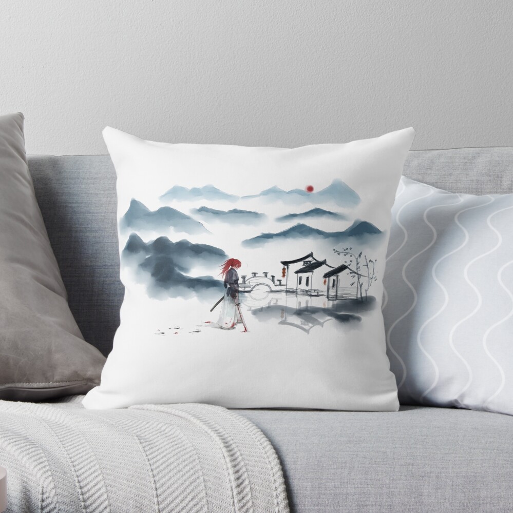 Watercolor Rurouni Kenshin Throw Pillow