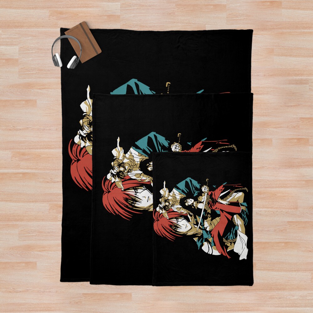 Rurouni Kenshin Retro Vintage Characters Throw Blanket - Image 3