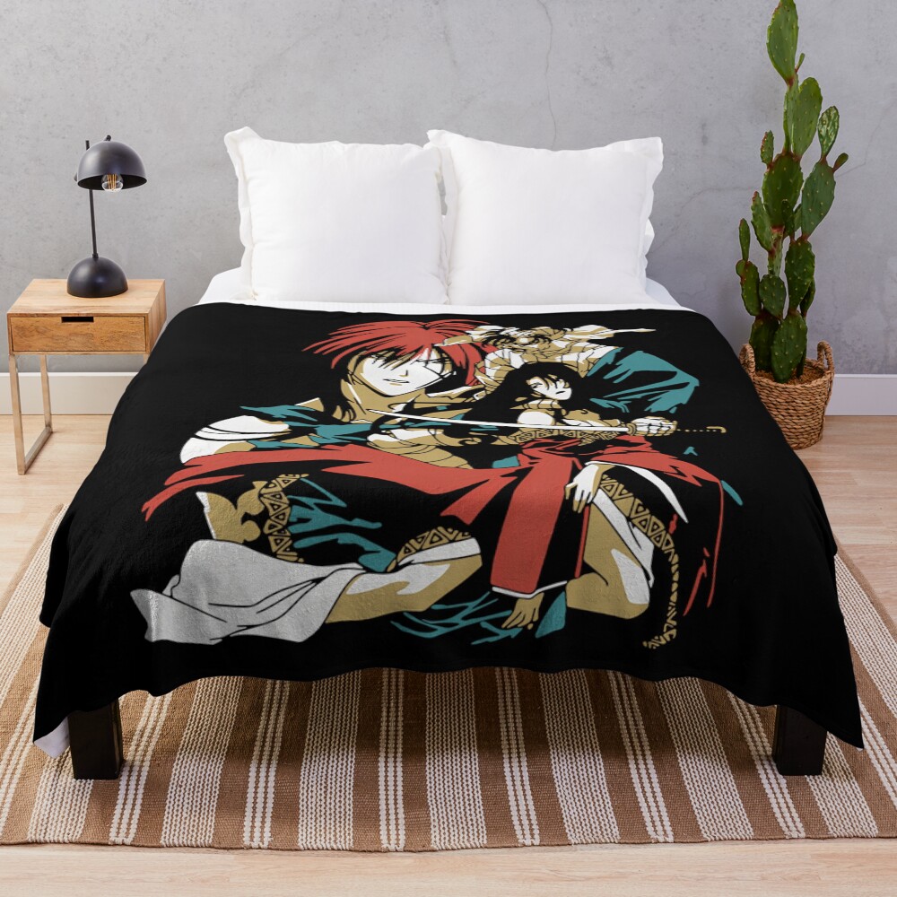 Rurouni Kenshin Retro Vintage Characters Throw Blanket