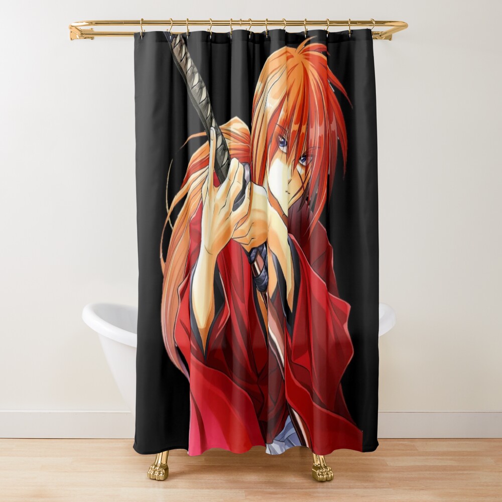 Rurouni Kenshin Himura Holding Sword Shower Curtain