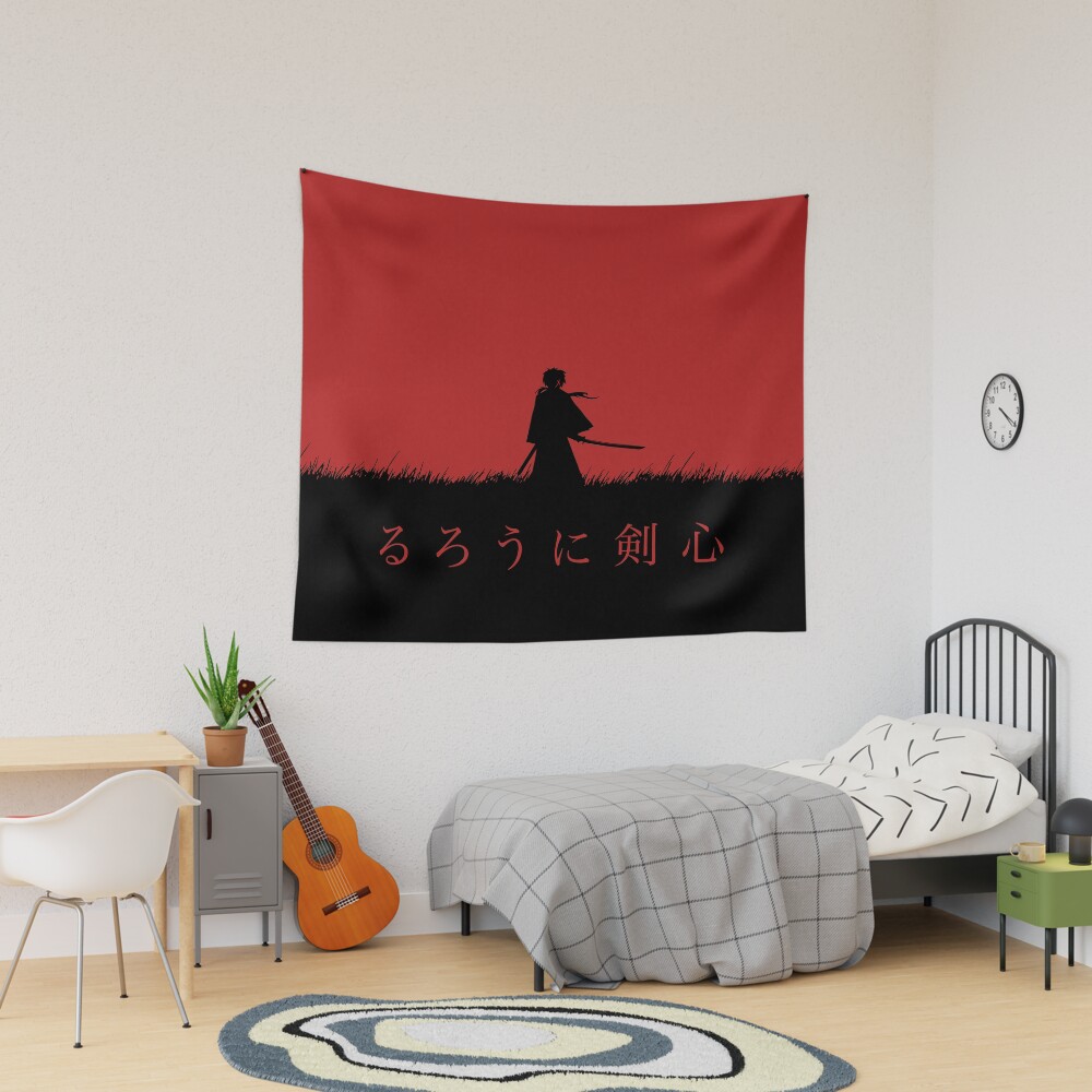 Rurouni Kenshin Himura In Red Background Tapestry